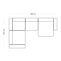 Nimara Hailey - U-sofa modulsofa i sand med 4 moduler - Højrevendt chaiselong L: 368 X D: 247 X H: 65 cm