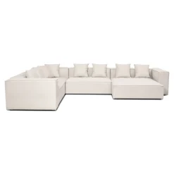 Clearance Nimara Hailey - U-sofa modulsofa i beige med 4 moduler - Højrevendt chaiselong L: 368 X D: 247 X H: 65 cm