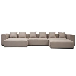 Clearance Nimara Hailey - Venstrevendt chaiselong modulsofa med puf i sand L: 415 X D: 172 X H: 65 cm