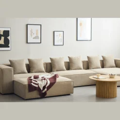 Clearance Nimara Hailey - Venstrevendt chaiselong modulsofa med puf i sand L: 415 X D: 172 X H: 65 cm