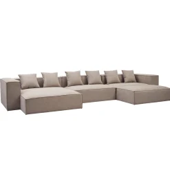 Clearance Nimara Hailey - Venstrevendt chaiselong modulsofa med puf i sand L: 415 X D: 172 X H: 65 cm