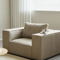 Online Nimara Hailey lænestol i sand L: 136 X D: 100 X H: 64 Cm