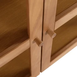 Clearance Nimara Havana egetræ glas skænk/vitrineskab med 3 låger - 80x40x140 cm