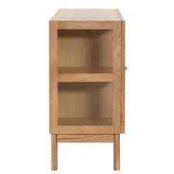 Clearance Nimara Havana egetræ glas skænk/vitrineskab med 3 låger - 80x40x140 cm