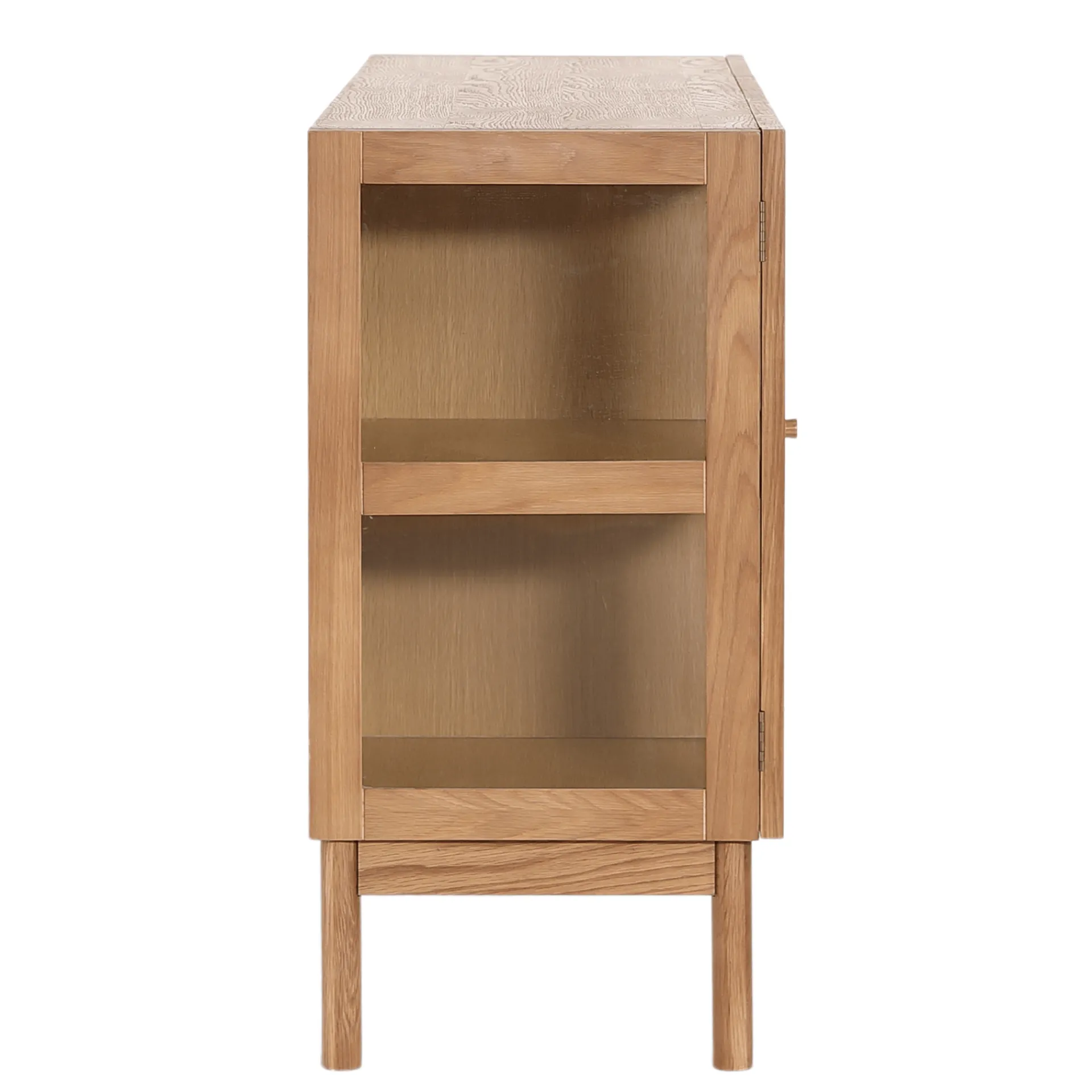 Clearance Nimara Havana egetræ glas skænk/vitrineskab med 3 låger - 80x40x140 cm