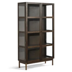 Outlet Nimara Havana egetræ vitrineskab i røget eg med 2 låger -180x40x100 cm