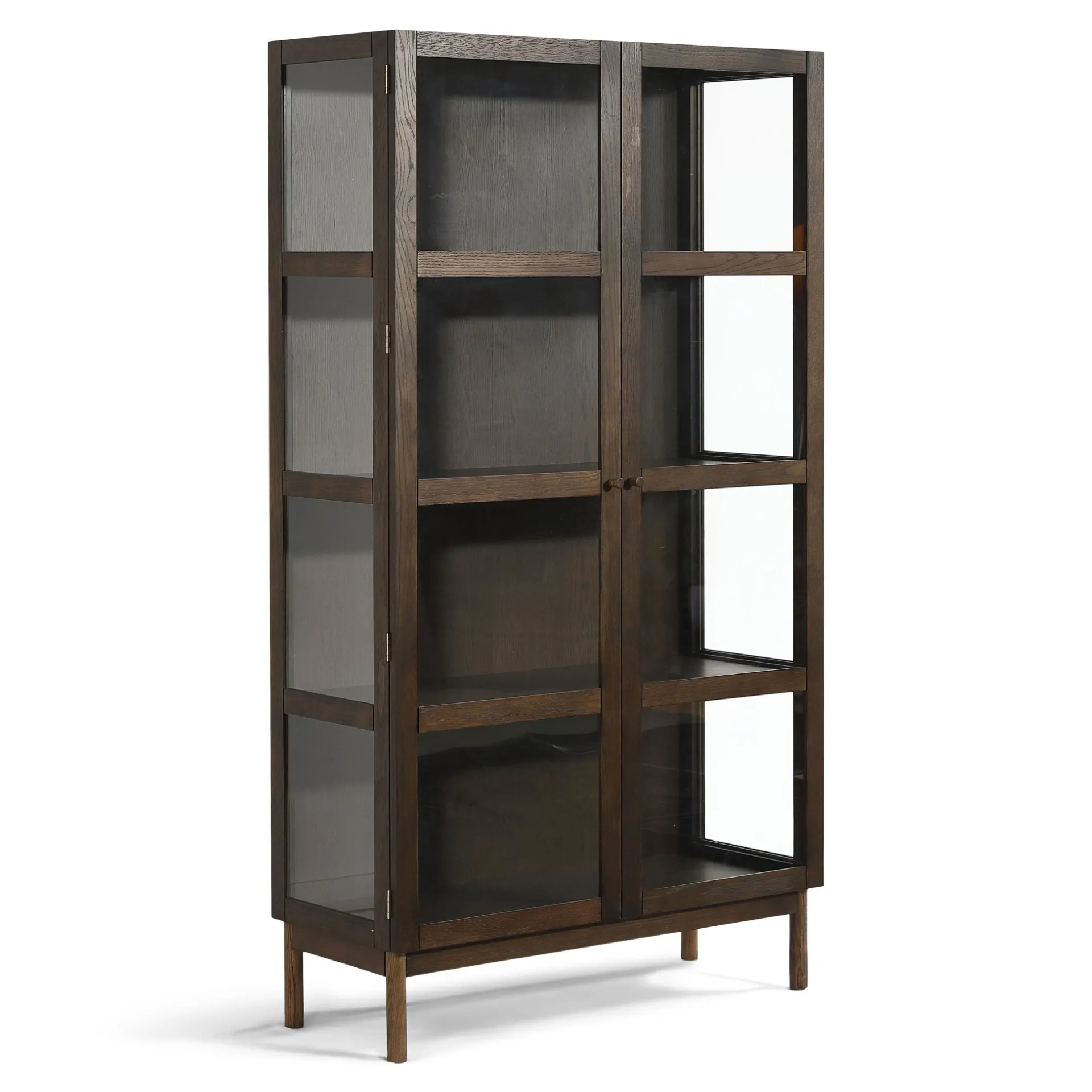 Outlet Nimara Havana egetræ vitrineskab i røget eg med 2 låger -180x40x100 cm