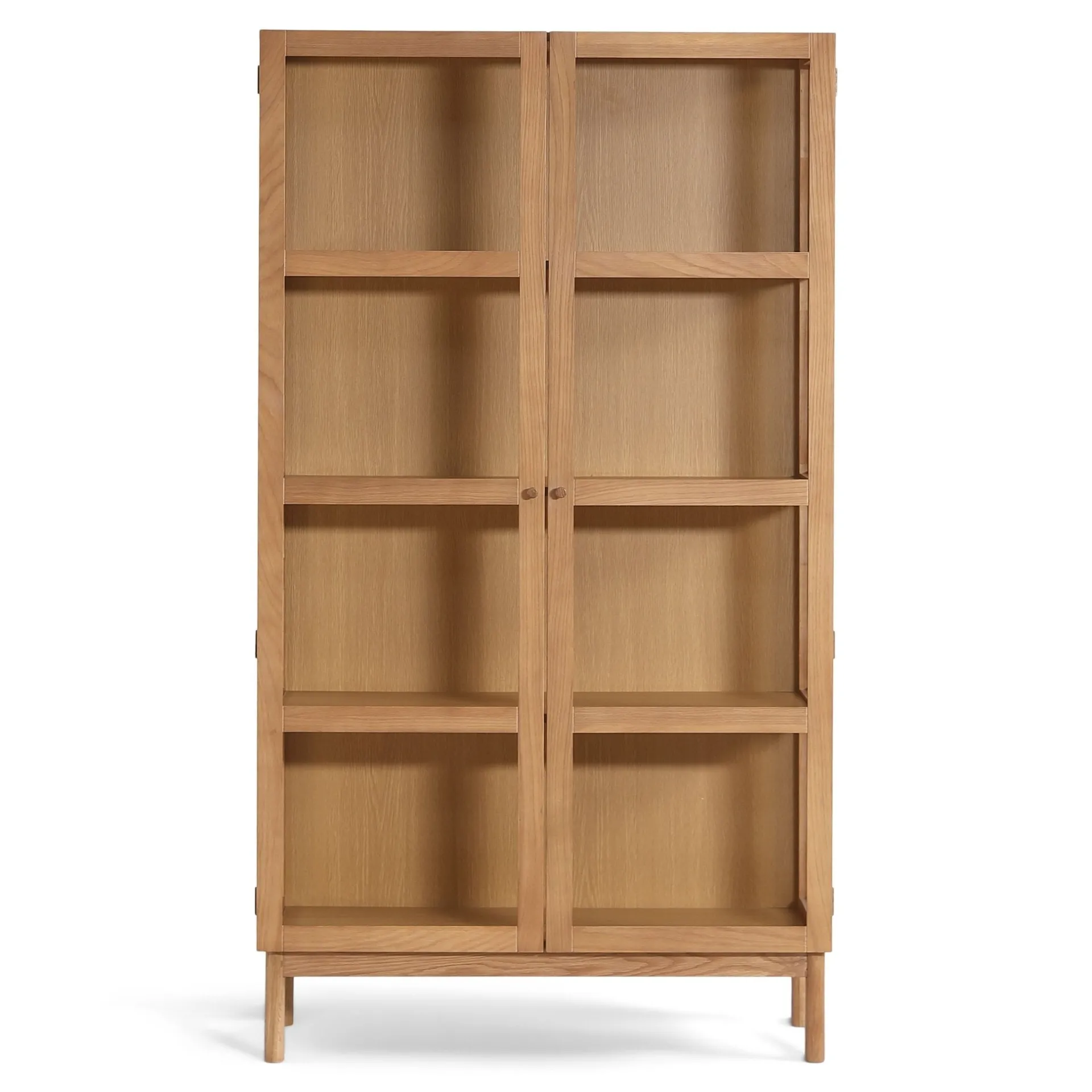 Online Nimara Havana egetræ vitrineskab med 2 låger - 180x40x100 cm