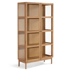 Online Nimara Havana egetræ vitrineskab med 2 låger - 180x40x100 cm