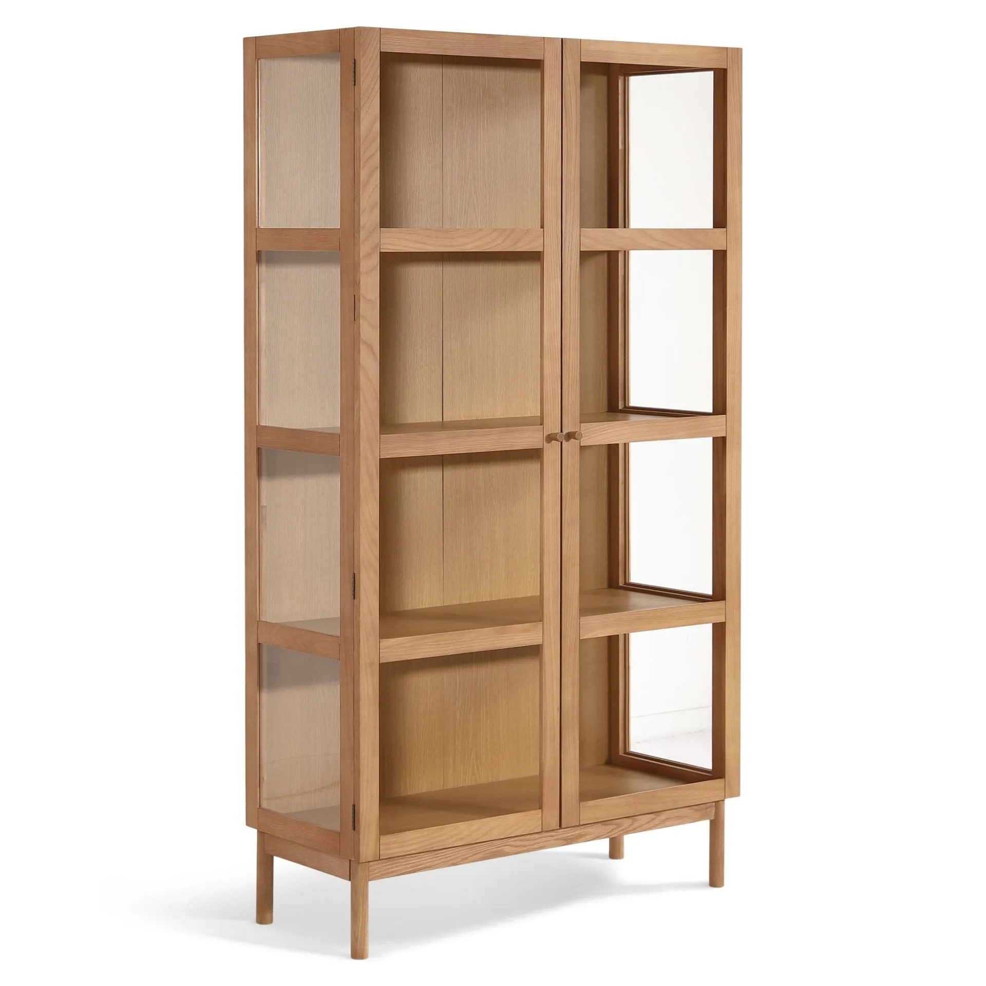 Online Nimara Havana egetræ vitrineskab med 2 låger - 180x40x100 cm