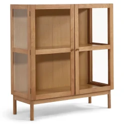 Outlet Nimara Havana egetræ vitrineskab med 2 låger -110x40x100 cm