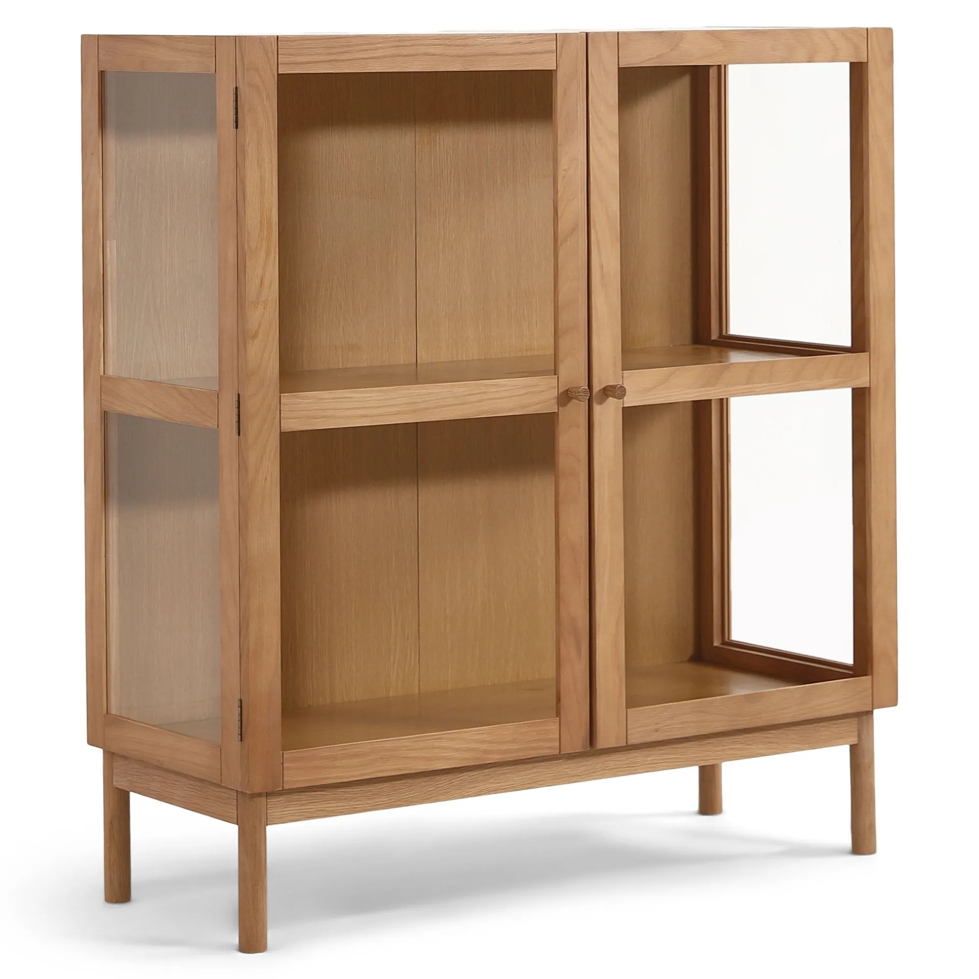 Outlet Nimara Havana egetræ vitrineskab med 2 låger -110x40x100 cm