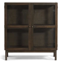 Discount Nimara Havana vitrineskab i røget eg med 2 låger - 110x40x100 cm