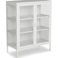 Nimara Herman glas skænk/vitrineskab - Hvidt metal 80x40x105 cm