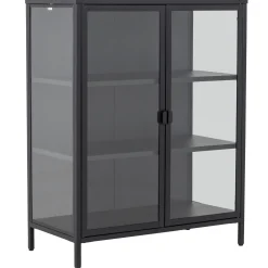 Nimara Herman glas skænk/vitrineskab - Sort metal 80x40x105 cm