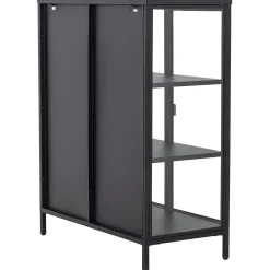 Nimara Herman glas skænk/vitrineskab - Sort metal 80x40x105 cm