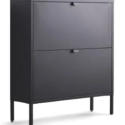 Outlet Nimara Herman Skoskab - Sort metal med 2 rum - 80x26x89 cm