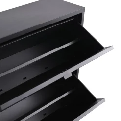 Outlet Nimara Herman Skoskab - Sort metal med 2 rum - 80x26x89 cm