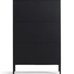 Hot Nimara Herman Skoskab - Sort metal med 3 rum - 80x26x125 cm