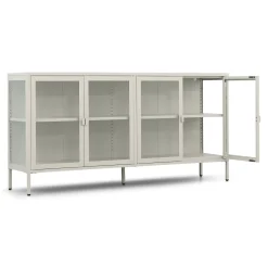 Nimara Herman Vitrineskab - Beige metal/glas - 170x40x85 cm