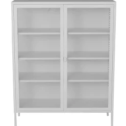 Online Nimara Herman Vitrineskab - Hvidt metal/glas - 110x40x140 cm