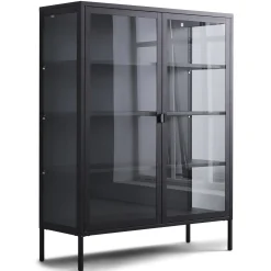 Best Nimara Herman Vitrineskab - Sort metal/glas - 110x40x140 cm