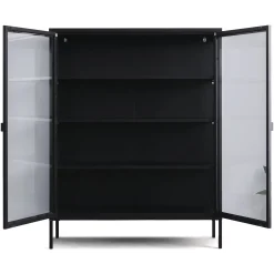 Best Nimara Herman Vitrineskab - Sort metal/glas - 110x40x140 cm