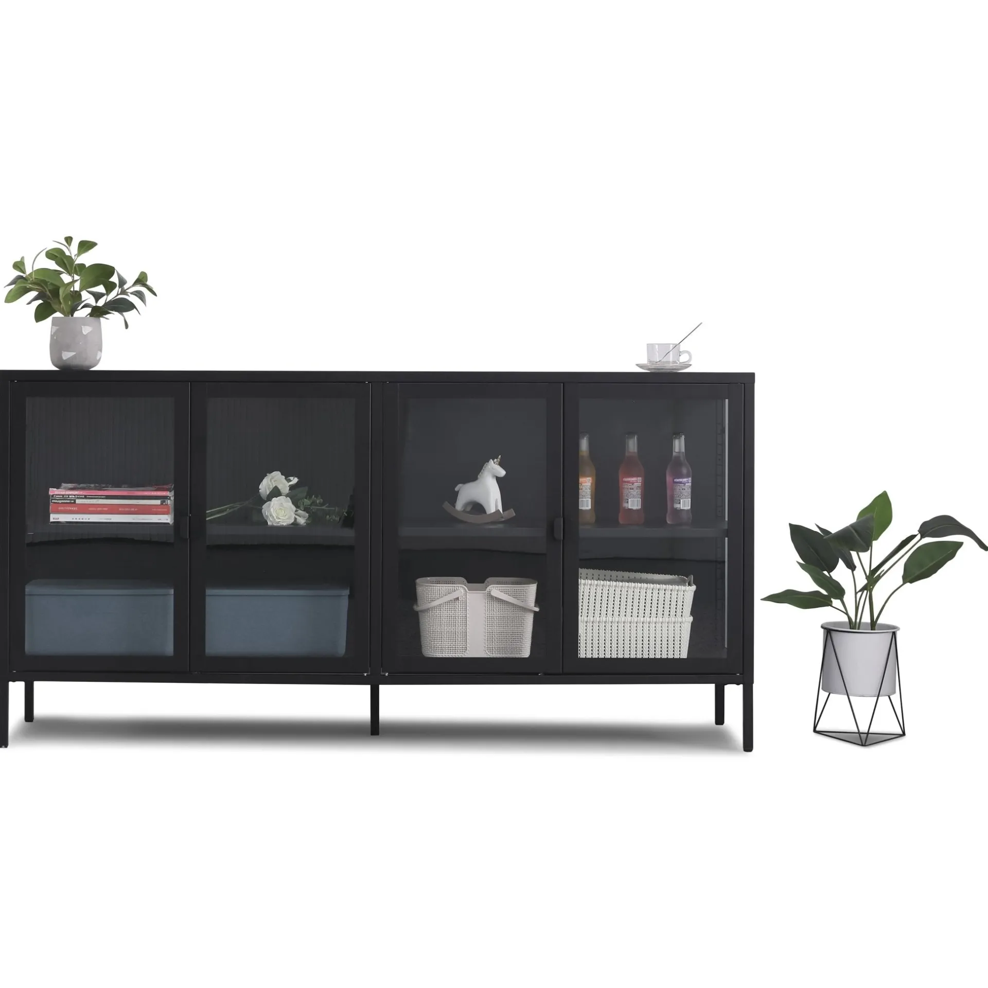 Sale Nimara Herman Vitrineskab - Sort metal/glas - 170x40x85 cm