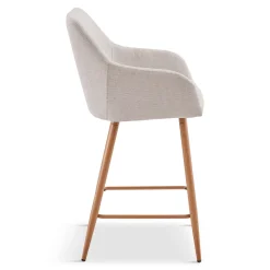 Outlet Nimara Jenna barstol - beige tekstil med armlæn 65 cm