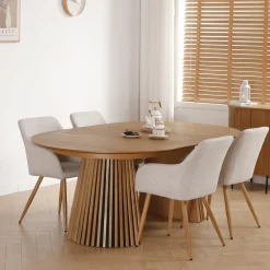 Outlet Nimara Jenna spisebordstol - beige tekstil med egelook