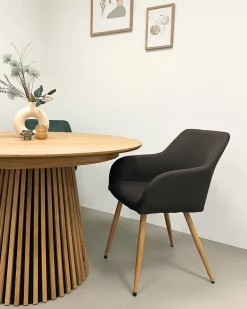 Online Nimara Jenna spisebordstol - brun tekstil med egelook