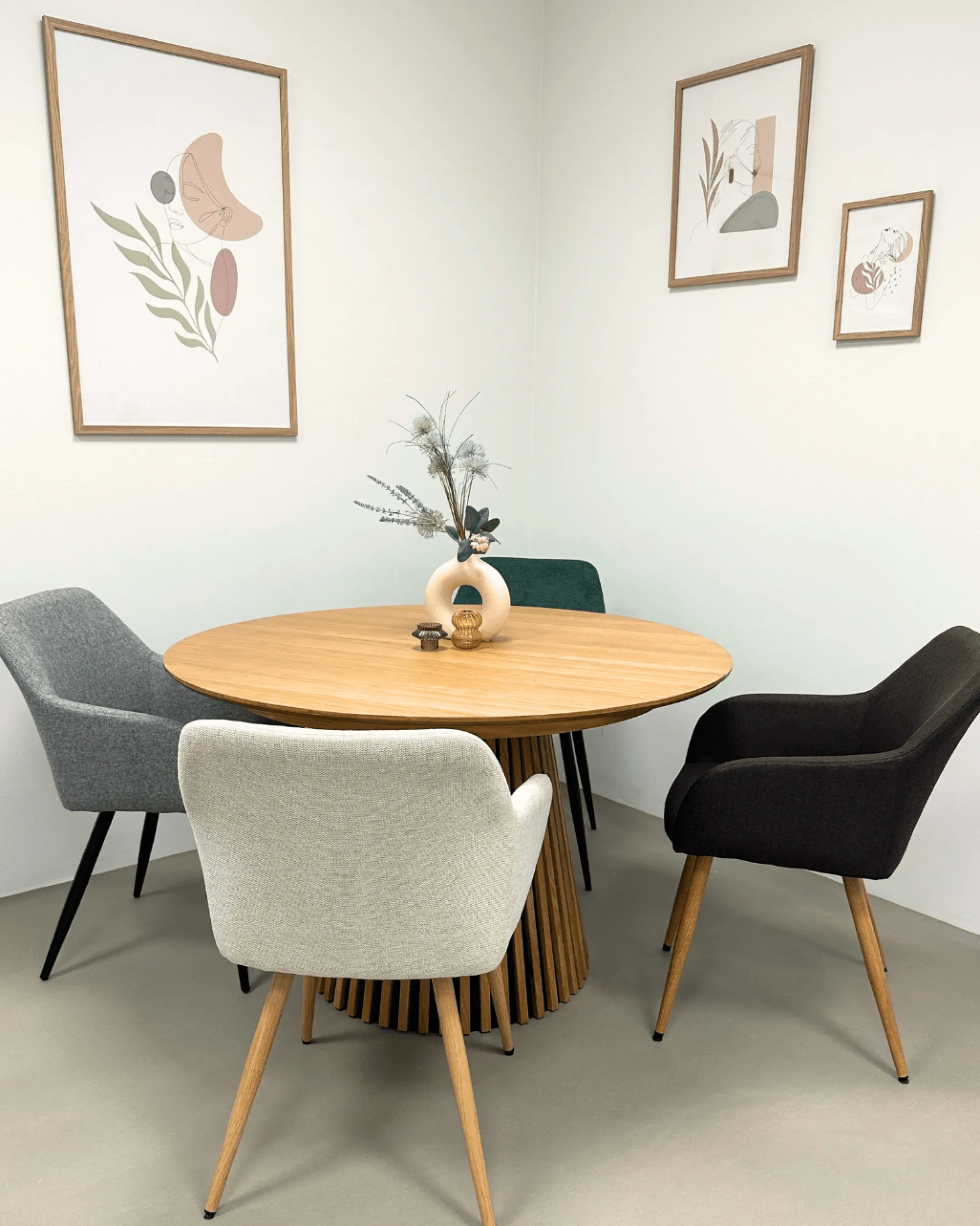 Online Nimara Jenna spisebordstol - brun tekstil med egelook