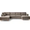 Discount Nimara Jennifer højrevendt u-sofa i sand med chaiselong - L: 300 x D: 208 x H: 82 cm