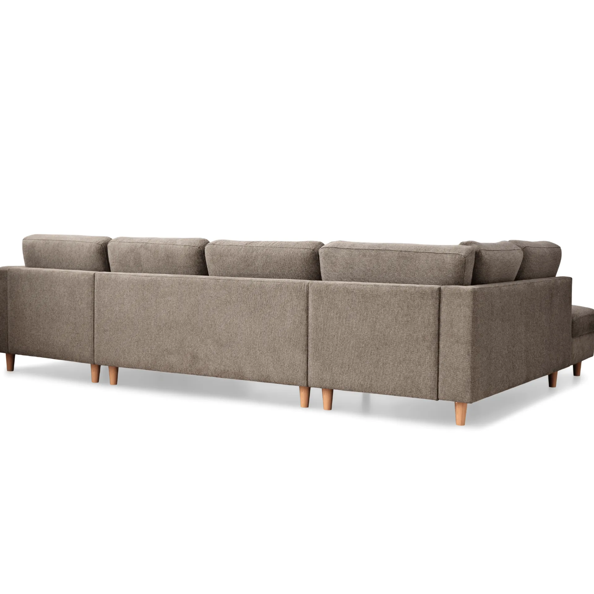 Discount Nimara Jennifer højrevendt u-sofa i sand med chaiselong - L: 300 x D: 208 x H: 82 cm