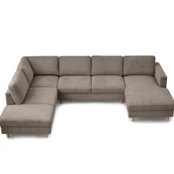 Discount Nimara Jennifer højrevendt u-sofa i sand med chaiselong - L: 300 x D: 208 x H: 82 cm