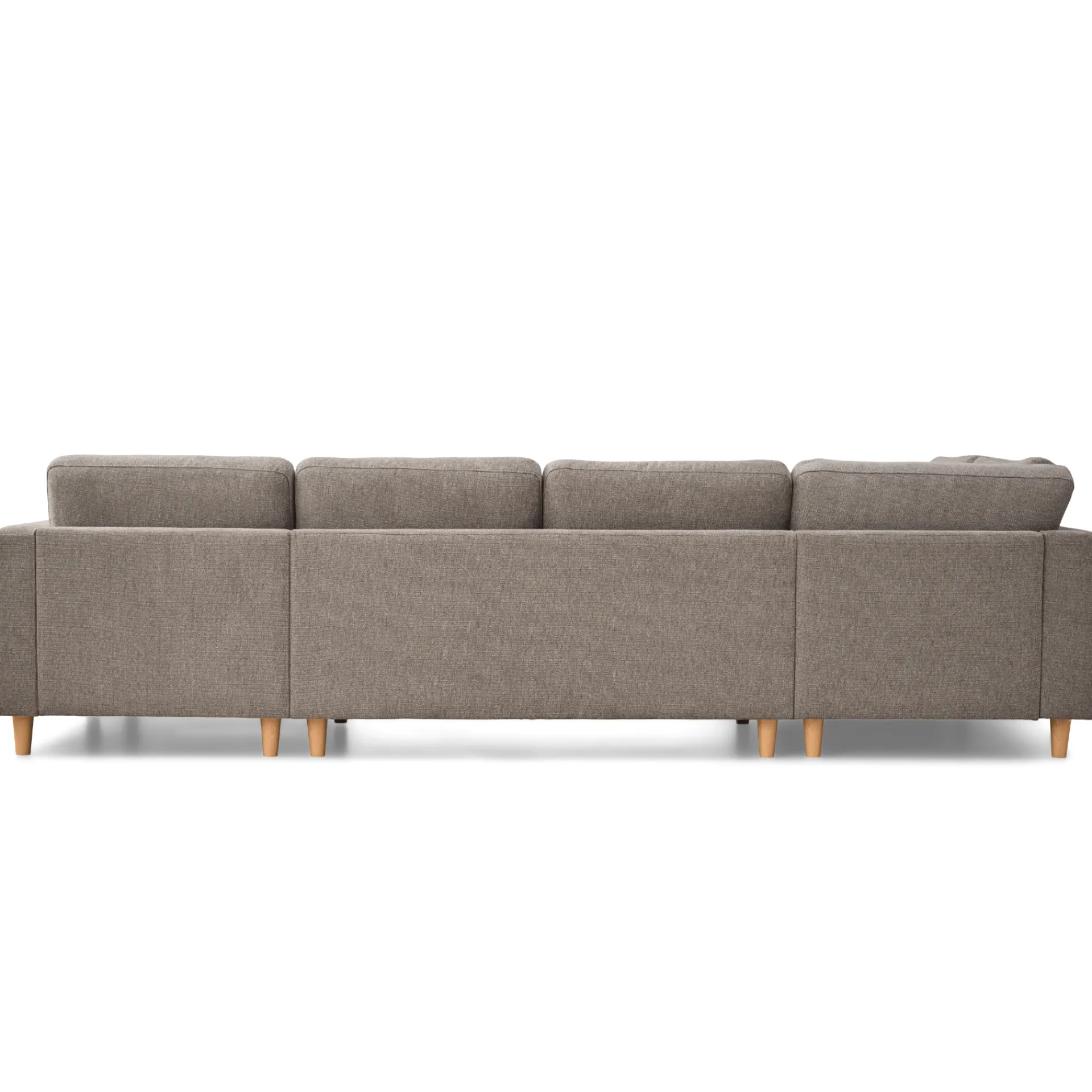 Discount Nimara Jennifer højrevendt u-sofa i sand med chaiselong - L: 300 x D: 208 x H: 82 cm