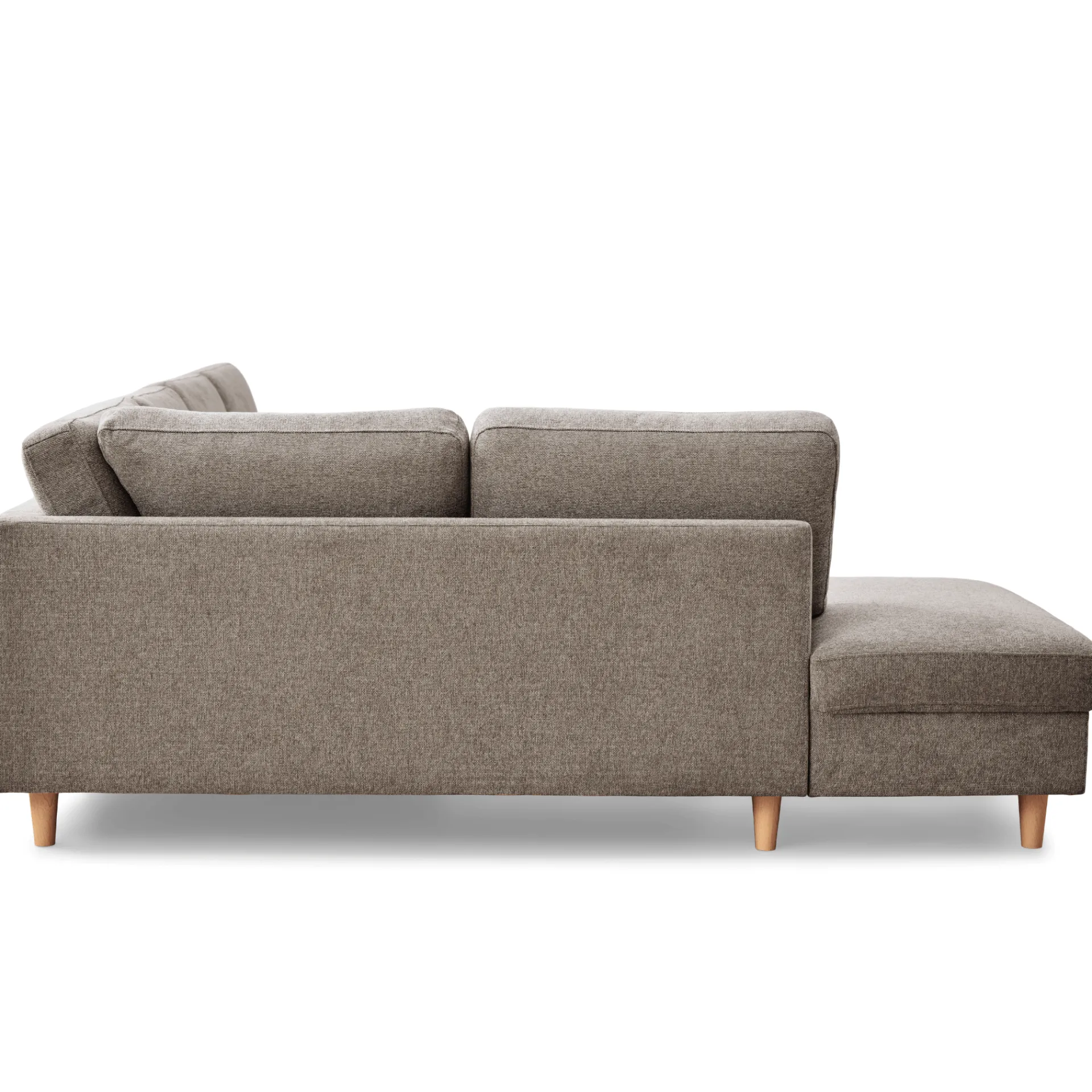 Discount Nimara Jennifer højrevendt u-sofa i sand med chaiselong - L: 300 x D: 208 x H: 82 cm