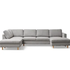 New Nimara Jennifer højrevendt u-sofa i lys grå med chaiselong - L: 300 x D: 208 x H: 82 cm