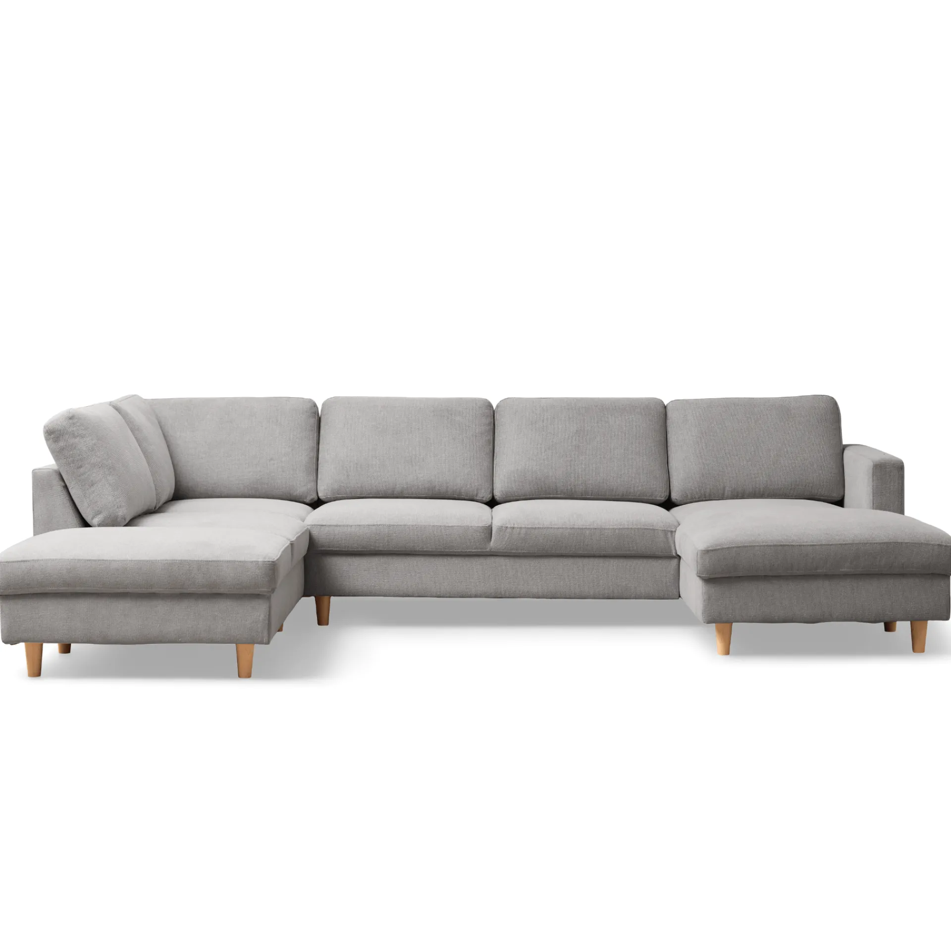 New Nimara Jennifer højrevendt u-sofa i lys grå med chaiselong - L: 300 x D: 208 x H: 82 cm