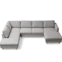 New Nimara Jennifer højrevendt u-sofa i lys grå med chaiselong - L: 300 x D: 208 x H: 82 cm