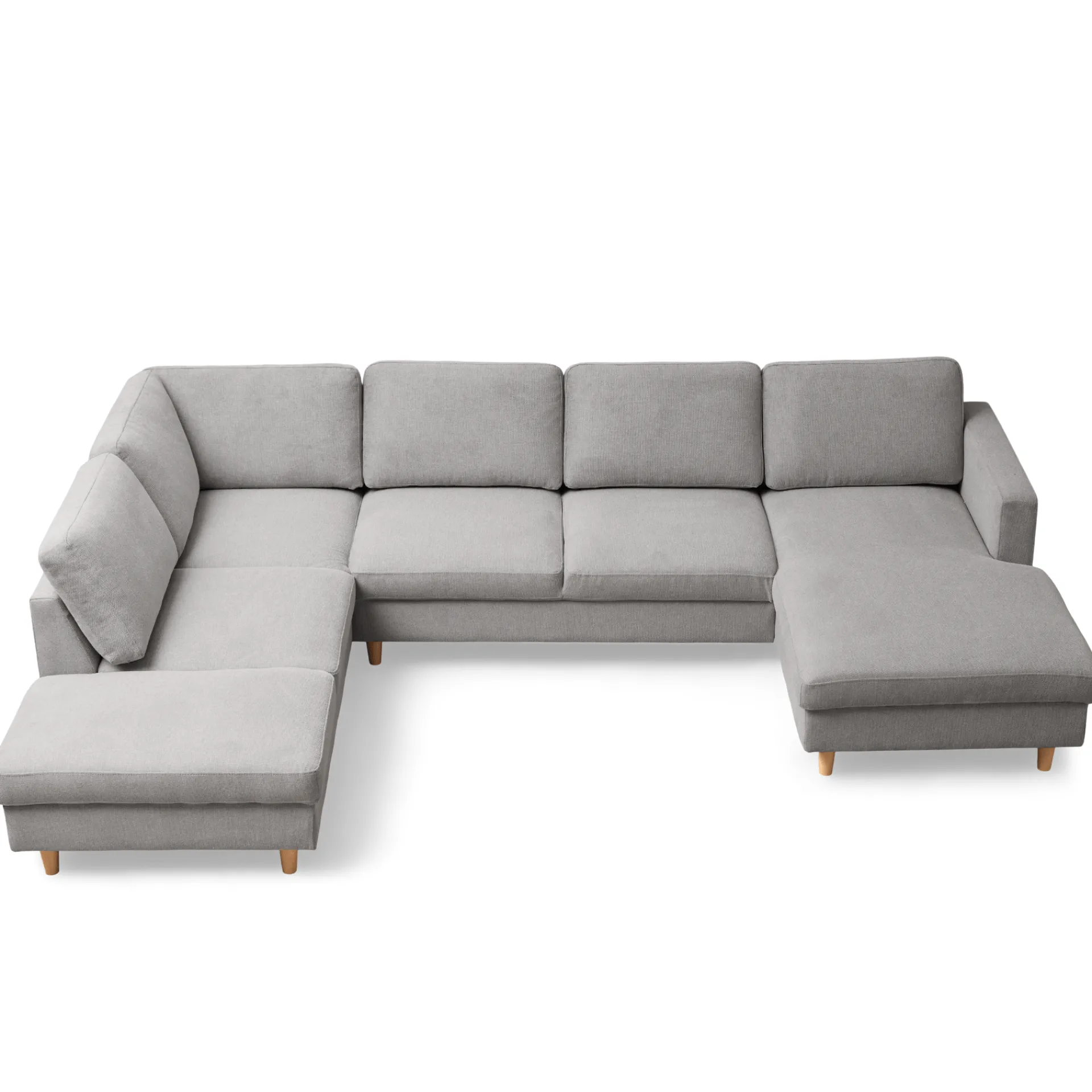 New Nimara Jennifer højrevendt u-sofa i lys grå med chaiselong - L: 300 x D: 208 x H: 82 cm