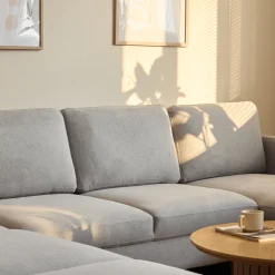 New Nimara Jennifer højrevendt u-sofa i lys grå med chaiselong - L: 300 x D: 208 x H: 82 cm