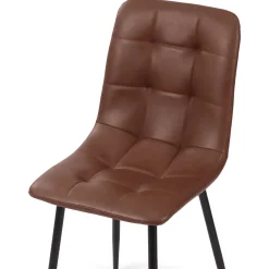 New Nimara Jessi spisebordsstol - Brun kunstlæder med sorte metalben