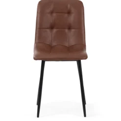 New Nimara Jessi spisebordsstol - Brun kunstlæder med sorte metalben