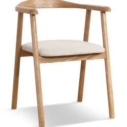 Clearance Nimara Jocelyn spisebordsstol i eg med beige stofsæde