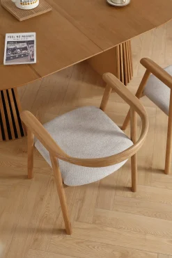 Clearance Nimara Jocelyn spisebordsstol i eg med beige stofsæde