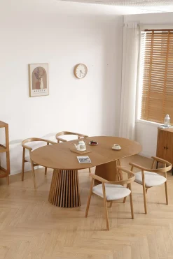 Clearance Nimara Jocelyn spisebordsstol i eg med beige stofsæde