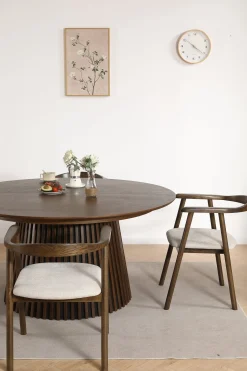 Sale Nimara Jocelyn spisebordsstol i røget eg med beige stofsæde