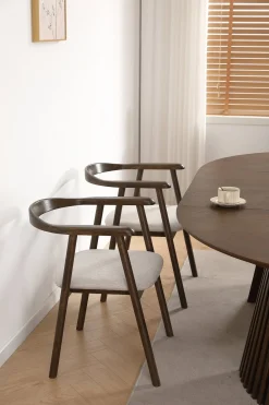 Sale Nimara Jocelyn spisebordsstol i røget eg med beige stofsæde