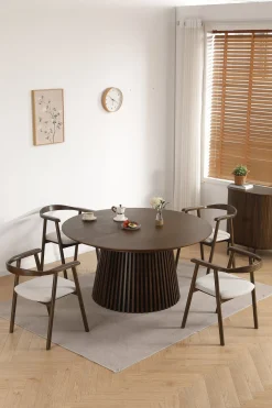 Sale Nimara Jocelyn spisebordsstol i røget eg med beige stofsæde